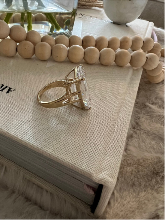 Unbranded Jewelry - Gold plated 925 Silver Clear Stone Cocktail Ring 10